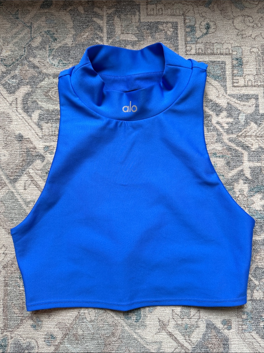 ALO Yoga Cropped High Neck Tank in Electric Blue